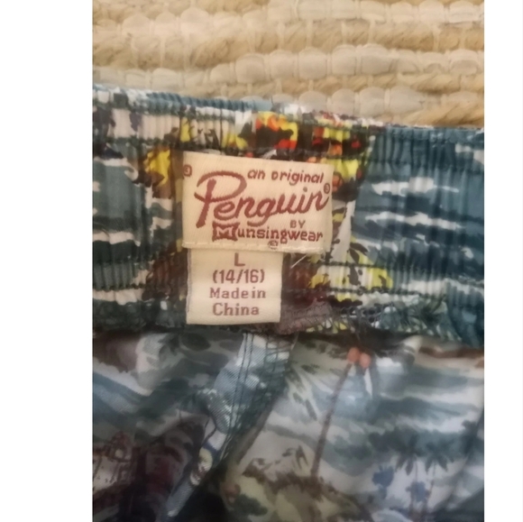 Penguin Kids Swim Trunks Board Shorts Geometric Multi Color Youth Large 14/16 - Picture 2 of 2